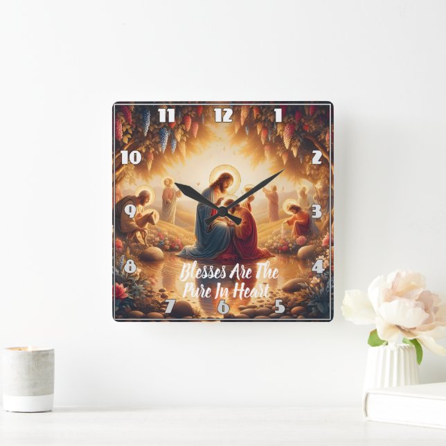 Göttliche Verbindung: Jesus Quadratische Wanduhr (Zuhause)