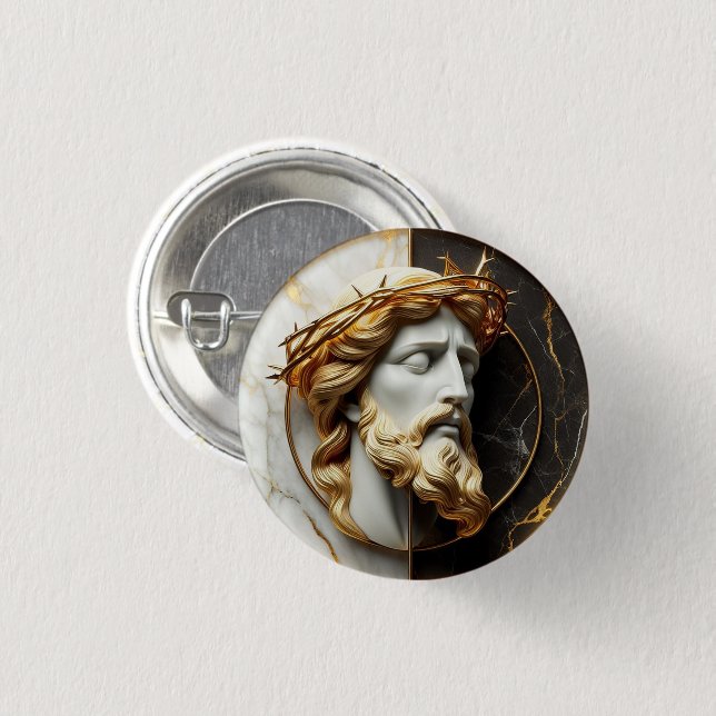 Göttliche Verschönerung Jesus, der in den Himmel s Button (Vorne & Hinten)