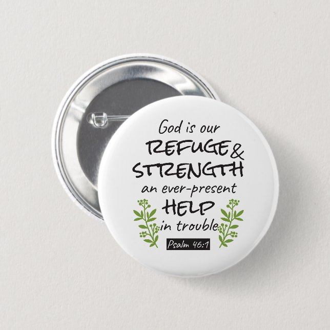 Göttliche Zuflucht - Psalm 46:1 für spirituellen K Button (Vorne & Hinten)