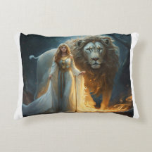 Göttlicher Beschützer: Löwe und Hüter-Engel-Pillow