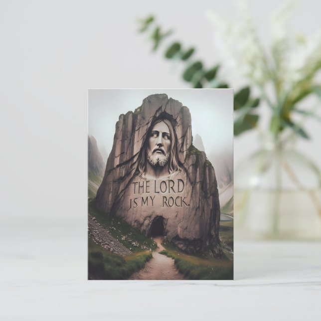 Göttlicher Felsen: Jesus graviert den Herrn ist me Postkarte (Stehend Vorderseite)