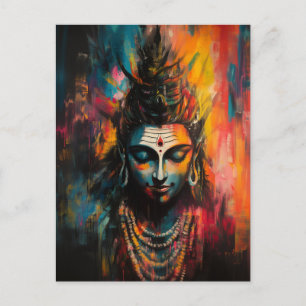 Göttlicher Herr Shiva Abstrakter Regenbogen-Farbsp Postkarte