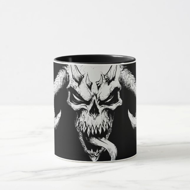 Göttlicher Schädel des Todes Schwarz Tasse (Zentrum)