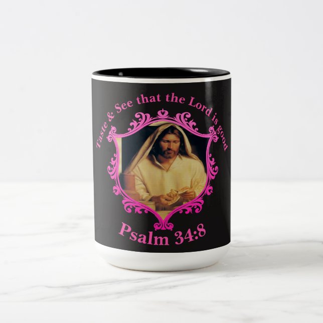 Göttliches Abendbrot mit Jesus Zweifarbige Tasse (Mittel)