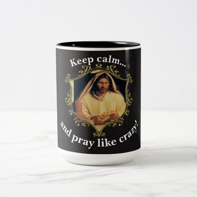 Göttliches Abendbrot mit Jesus Zweifarbige Tasse (Mittel)