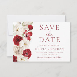 Göttliches Blut: Rote und weiße Blumenhochzeit Save The Date