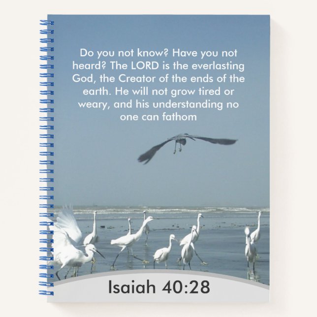 Göttliches Unfassbares Verständnis: Isaiah 40:28 Notizbuch (Vorderseite)