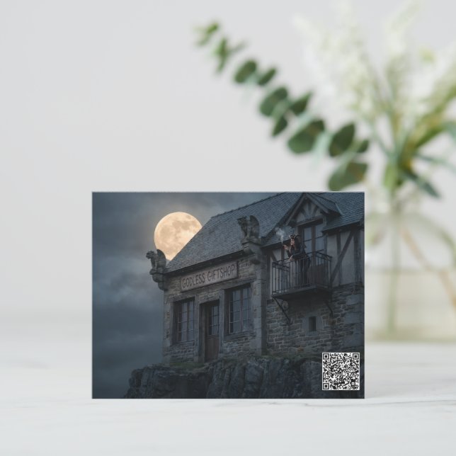 Gottloser Geschenkeladen Postkarte (Stehend Vorderseite)