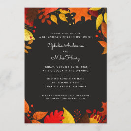 Gouache Autumn Leaves auf Black Probe Dinner Einladung