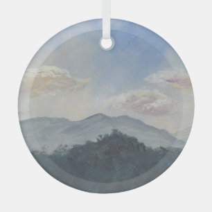 Gouache Blue Mountains: Lebhafte Naturlandschaft Ornament Aus Glas