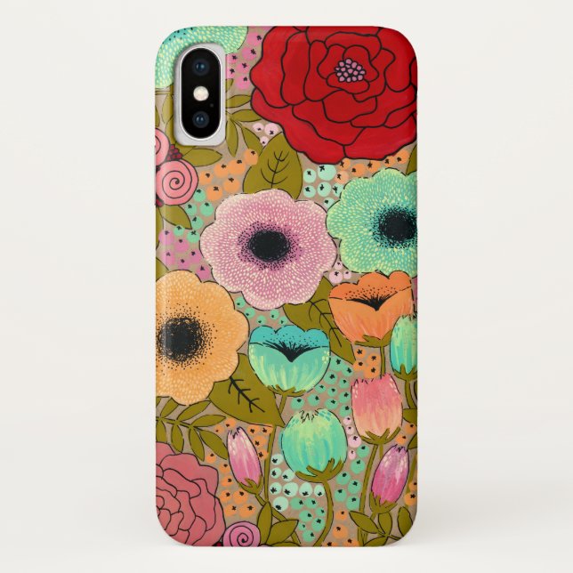 Gouache Floral Painted Garden iPhone X Fall Case-Mate iPhone Hülle (Rückseite)