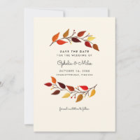 Gouache-Herbst-Niederlassungen, die Save the Date