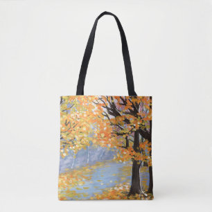 Gouache Herbstlandschaft. Goldener Fall im leeren Tasche