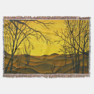 Gouache Malerei: gelber Himmel, braun. Decke