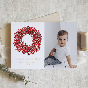 Gouache Red Winterberry Wreath Foto Weihnachten