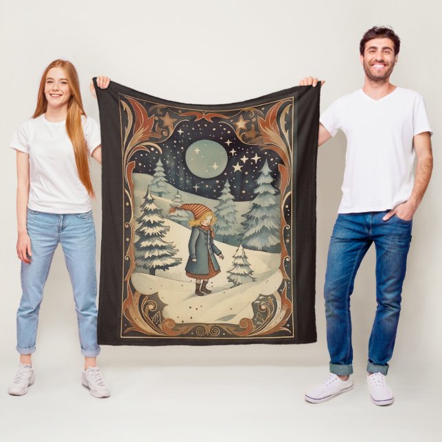 Gouache Vintag Retro Christmas Fleecedecke (Beispiel)