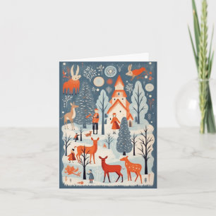 Gouache Vintage Retro Weihnachten Karte