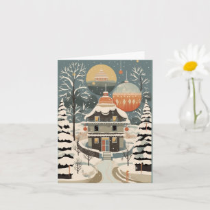 Gouache Vintage Retro Weihnachten Karte