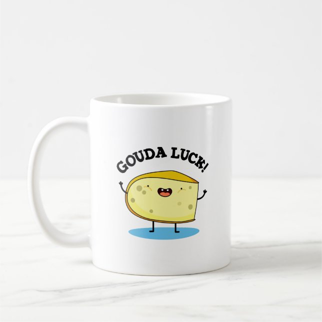 Gouda Luck Funny Cheese Pun Kaffeetasse (Links)