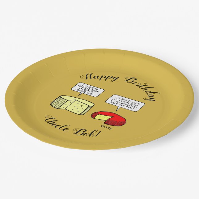 Gouda und Jack Käsespezialitäten Geburtstagsparty Pappteller (Schrägansicht)