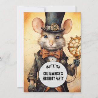 Goudawhisk-Steampunk-Tier Benutzerdefinierter Name Einladung