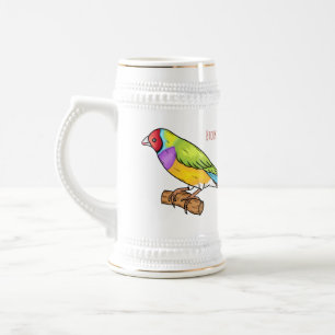 Gouldian finch bird Cartoon Illustration Bierglas