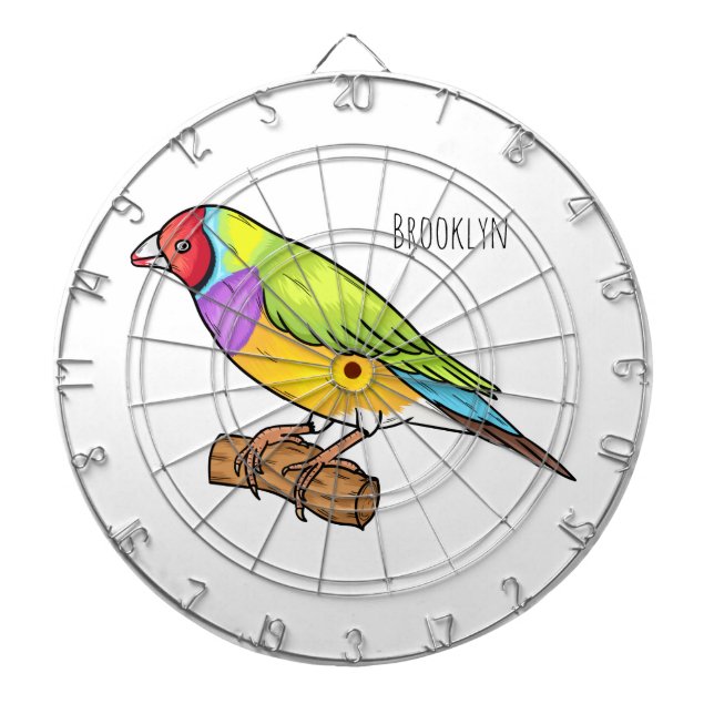 Gouldian finch bird Cartoon Illustration Dartscheibe (vorne)