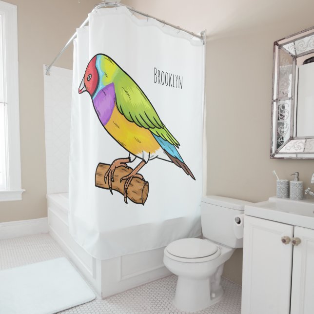 Gouldian finch bird Cartoon Illustration Duschvorhang (Beispiel)