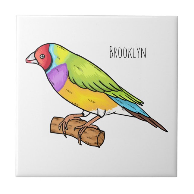 Gouldian finch bird Cartoon Illustration Fliese (Vorderseite)