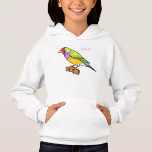 Gouldian finch bird Cartoon Illustration Hoodie