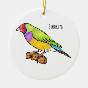 Gouldian finch bird Cartoon Illustration Keramik Ornament