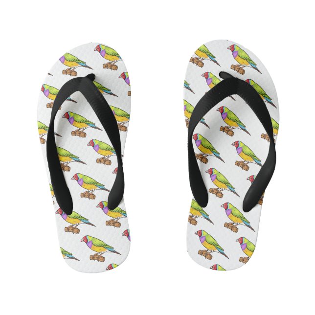Gouldian finch bird Cartoon Illustration Kinderbadesandalen (Fußbett)