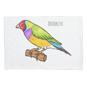 Gouldian finch bird Cartoon Illustration Kissenbezug