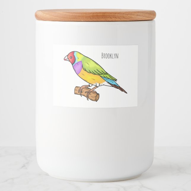 Gouldian finch bird Cartoon Illustration Lebensmitteletikett (Vorderseite)