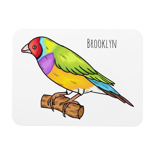 Gouldian finch bird Cartoon Illustration Magnet (Horizontal)