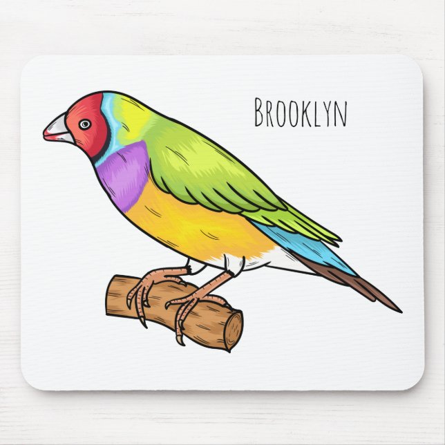 Gouldian finch bird Cartoon Illustration Mousepad (Vorne)