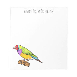 Gouldian finch bird Cartoon Illustration Notizblock