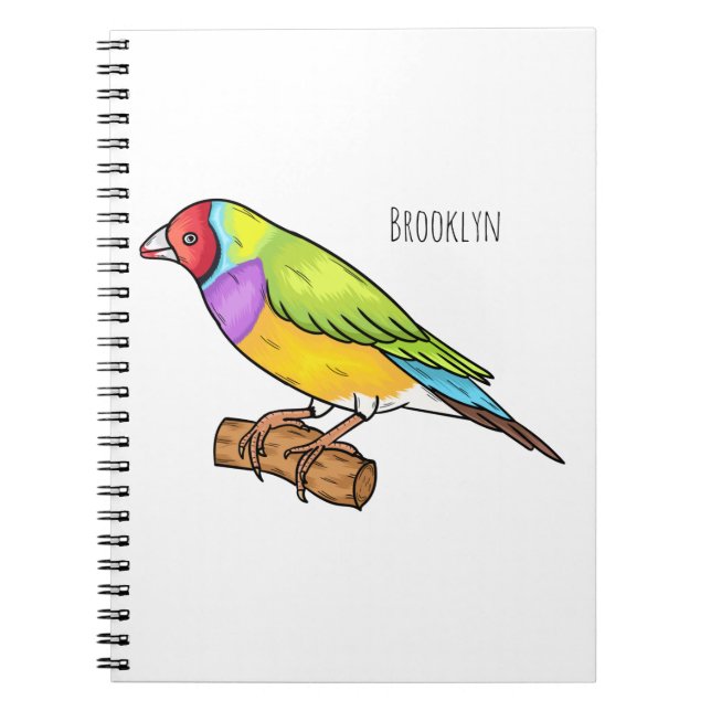 Gouldian finch bird Cartoon Illustration Notizblock (Vorderseite)