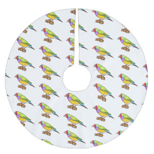 Gouldian finch bird Cartoon Illustration Polyester Weihnachtsbaumdecke
