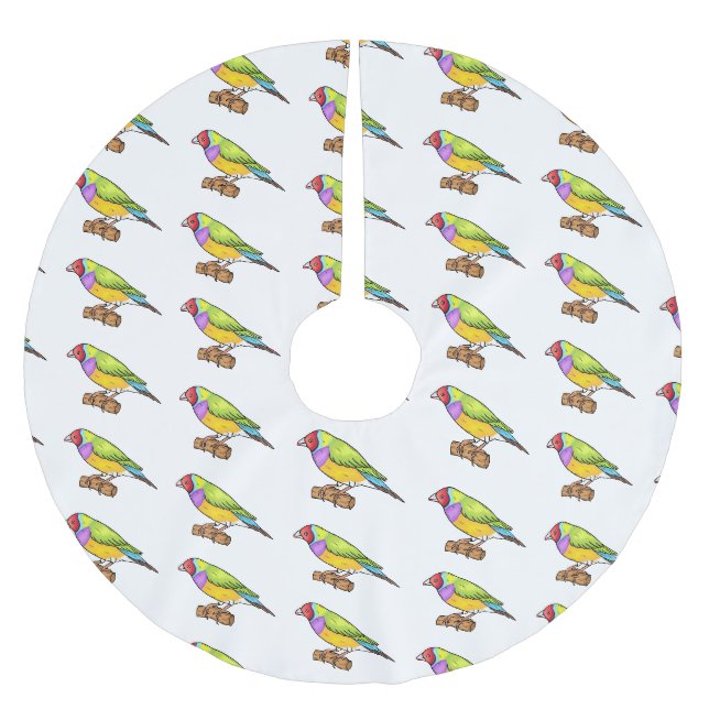 Gouldian finch bird Cartoon Illustration Polyester Weihnachtsbaumdecke (Vorderseite)