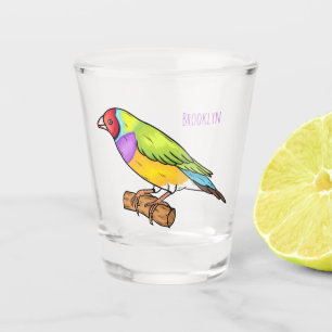 Gouldian finch bird Cartoon Illustration Schnapsglas
