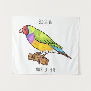 Gouldian finch bird Cartoon Illustration Wandteppich