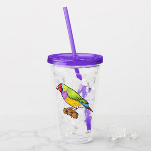 Gouldian-Fink Cartoon-Illustration  Acryltrinkbecher