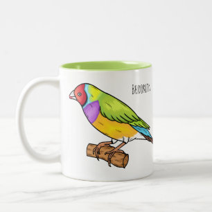 Gouldian-Fink Cartoon-Illustration Zweifarbige Tasse