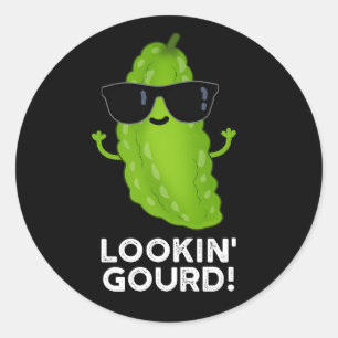 Gourd Funny Cool Veggie Pun Dark BG Runder Aufkleber