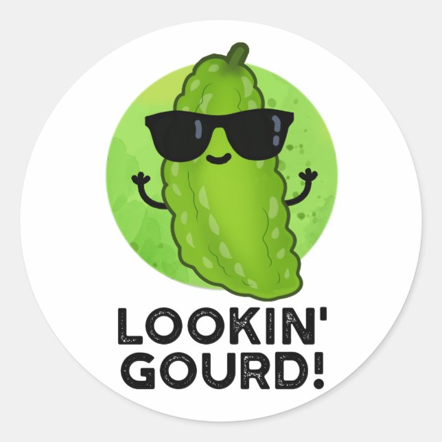 Gourd Funny Cool Veggie Pun Runder Aufkleber (Vorderseite)
