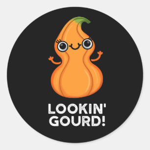 Gourd Funny Veggie Pun Dark BG Runder Aufkleber