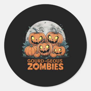 Gourd-geous Zombies Spooky Zombie Pumpkins Funny H Runder Aufkleber