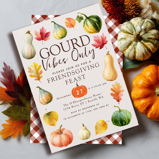Gourd Vibes Only Watercolor Autumn Thanksgiving Einladung (Von Creator hochgeladen)