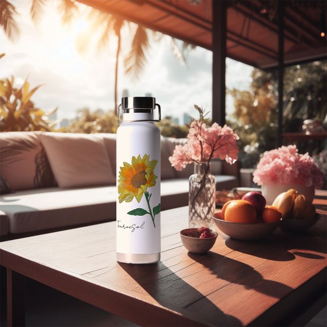 Gourde bouteille d'eau tournesol jaune aquarelle (Bouteille d'eau tournesol aquarelle)